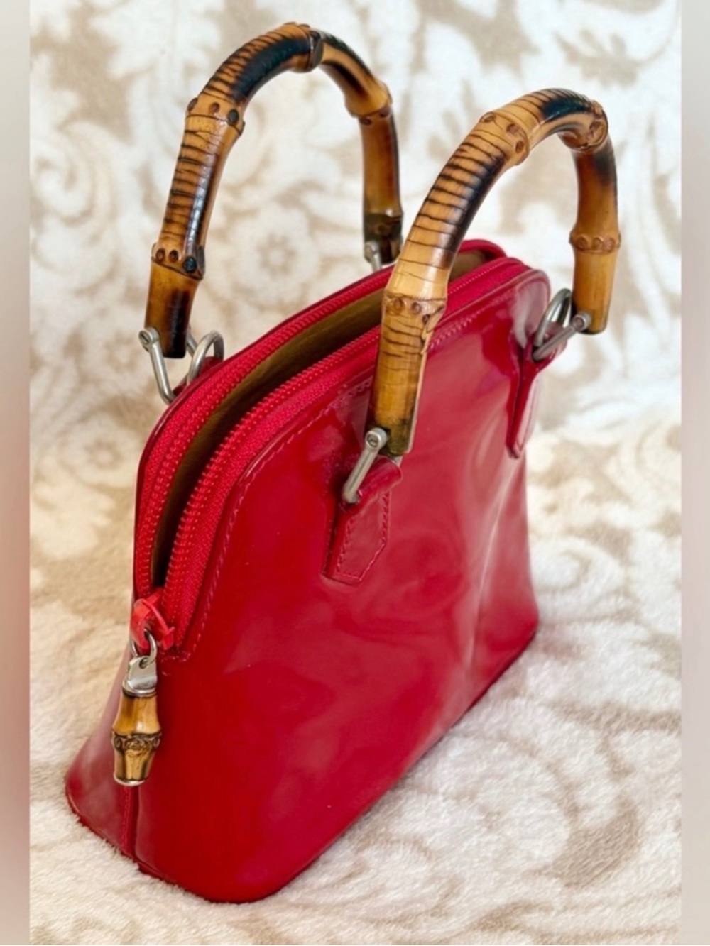 Gucci Red Patent Mini Bag with Bamboo Top Handles - Picture 11 of 12